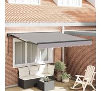 Paravento per balcone senza foratura, tenda da sole retrattile, grigio chiaro, 350 x 250 cm, tessuto per balcone, tenda da sole per giardino, terrazza e gazebo