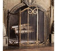 Paravento per camino, a 3 pannelli, per focolare, bruciatori a legna, braciere, design pieghevole per sicurezza e privacy, larghezza 114 cm