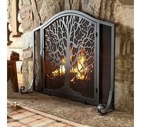 Paravento per camino, in ferro battuto con porta, realizzato a mano, a forma di albero, copertura per camino per soggiorno