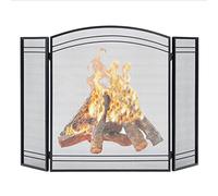 Paravento per camino, rete in ferro battuto, parascintille per focolare, camino a gas e legna - design moderno ad arco 121 x 80 cm