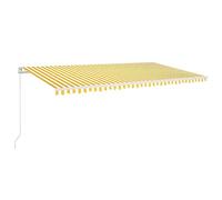 Paravento per il giardino, tenda da sole retrattile manualmente, con LED, 600 x 350 cm, giallo e bianco, tenda da balcone per giardino, terrazza e gazebo