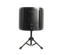 Paravento per Microfono da Tavolo a Tre Pannelli Nero, Set 1 | Sponge e Metallo, Angolo Regolabile e Struttura Pieghevole, per Studio, Cabina e Regia Radiofonica