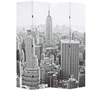 Paravento pieghevole, 160 x 170 cm, con cornice in legno e tela, motivo: New York, bianco e nero, stampato su entrambi i lati, autoportante, per soggiorno, camera da letto, ufficio