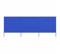 Paravento pieghevole a 3 pannelli in tessuto non tessuto 400 x 120 cm, schermo contro il vento con pali in legno, azzurro