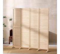 Paravento pieghevole a 4 pannelli, divisorio in legno con persiane divisorio interno/esterno per una maggiore privacy e stile, divisorio regolabile in altezza per uso domestico e ufficio