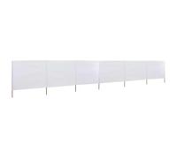 Paravento pieghevole a 6 pannelli 800 x 160 cm, colore: Bianco Sabbia | Tessuto non tessuto, pali di legno, contro il vento, uso esterno