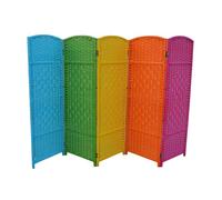 Paravento pieghevole corto, piccolo paravento in bambù e rattan a 5 pannelli, divisorio for ambienti da 120 cm, for scuola, casa, asilo, ufficio