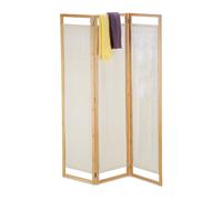 Relaxdays Paravento, 3 Ante, Divisore Interno Pieghevole, Protegge la Privacy, Bambù & Stoffa, 170x120x1,5 cm, naturale