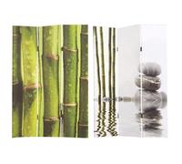 Paravento Separè 3 Pannelli 120,6x2,5xh180 cm Stampa Bambù Verde