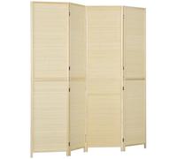 Paravento Separè 4 Pannelli da Interno 180x1,6x180 cm in Bambù di Rattan