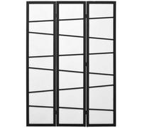 Paravento Separè A 3 Pannelli Pieghevole In Legno, 120x170cm, Nero E Bianco