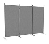 Paravento Separè da Esterno 3 Pannelli 252x44x176 cm Pieghevole e Regolabile in Poliestere Grigio Carbone