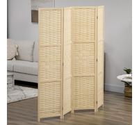 Paravento Separé da Interno a 4 Ante in Legno e Bambù, Pieghevole e Salvaspazio Altezza 170cm, Marrone