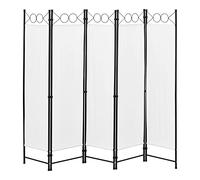 Paravento/Separè Decorativo per Interni/Balcone, 171 x 200 cm (AxL) Divisorio a 5 Pannelli per Camera da Letto/Studio Medico - Struttura Pieghevole - Bianco