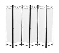 Paravento/Separè Decorativo per Interni/Balcone, 171 x 240 cm (AxL) Divisorio a 6 Pannelli per Camera da Letto/Studio Medico - Struttura Pieghevole - Bianco