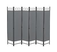 Paravento/Separè Decorativo per Interni/Balcone, 171 x 240 cm (AxL) Divisorio a 6 Pannelli per Camera da Letto/Studio Medico - Struttura Pieghevole - Grigio Scuro