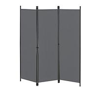 Paravento/Separè per Interni/Balcone, 171 x 150 cm (AxL) Divisorio a 3 Pannelli per Camera da Letto/Studio Medico - Struttura Pieghevole - Grigio Scuro