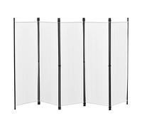 Paravento/Separè per Interni/Balcone, 171 x 250 cm (AxL) Divisorio a 5 Pannelli per Camera da Letto/Studio Medico - Struttura Pieghevole - Bianco