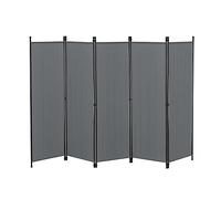 Paravento/Separè per Interni/Balcone, 171 x 250 cm (AxL) Divisorio a 5 Pannelli per Camera da Letto/Studio Medico - Struttura Pieghevole - Grigio Scuro