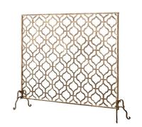 Paravento vintage in ferro per camino con rete Porta decorativa e protezione per pozzo del fuoco, divisore dorato classico per soggiorno, 101 cm, decorazione per la casa