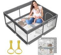 Parc avec tapis, parc beige pour bébé avec tapis, 119,4 x 119,4 cm, parc avec tapis pour bébés et tout-petits, petit parc pour bébé avec tapis (47 * 47 playpen with mat-dark gray) (47*47inch box con tappetino grigio scuro)