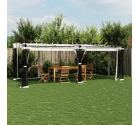 vidaXL Gazebo con Pareti in Rete Crema 6x3 m in Acciaio, Gazebo da Esterno, Padiglione, pergola, Gazebo da Patio, Padiglione da Giardino