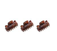 Parcelona Artigli per capelli classici francesi a forma di tartaruga, colore marrone, molto piccoli, circa 3,8 cm, con molla coperta, 3 pezzi