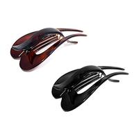 Parcelona French Pelican Set of 2 Shell and Black Celluloid Salon Hinge Hair Clip Slidein Secure Grip Clamp by Parcelona