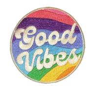 Parche ""Buenas Vibras"" para planchar y coser, totalmente bordado, de 3 pulgadas, de PatchClub