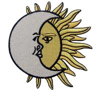 Parche termoadhesivo con dise o de luna creciente sobre el sol, bordado celestial