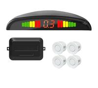 Parcheggio assistito Kit Sensori Di Parcheggio Per Auto 4 Radar Retromarcia Da 22 Mm Sistemi Segnalazione Acustica Allarmi A Induzione Monitor Angoli Ciechi(White)