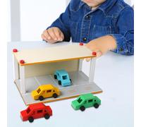 Parcheggio in Legno con Garage per Auto, Set Da Gioco per Macchinine per