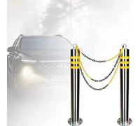 parcheggio, Paletto di parcheggio di sicurezza, 2 pezzi, barriera a catena for vialetto con bulloni di espansione, blocchi di parcheggio(76x650mm)