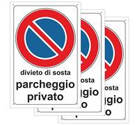 PARCHEGGIO PRIVATO DIVIETO DI SOSTA Cartello in Alluminio per esterno metallo resistente spessore 3 mm (N. 3 Cm 30x40)