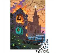 Parchment Scroll Puzzle Giochi 1000 Pezzi Festa Aziendale Arte The Night View of The Ancient Castle Puzzle Adulti Foto 1000pcs (75x50cm)