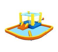 Bestway Piscina parco acquatico beach bounger mis.365x340x152 cm, poliestere rivestito in PVC, mini scivolo a una corsia, spruzzatore d'acqua, include soffiatore d'aria, picchetti per l'ancoraggio, borsa per il trasporto