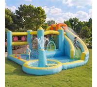 Parco acquatico gonfiabile per bambini, con scivolo d'acqua, piscina, parco giochi acquatici, con ventilatore, dimensioni 430 x 390 x 210 cm, multicolore