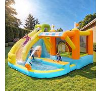 Parco acquatico gonfiabile per bambini, con scivolo d'acqua, piscina, parco giochi acquatici, con ventilatore, dimensioni 433 x 375 x 165 cm, multicolore
