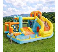 Parco acquatico per bambini, gonfiabile, 405 x 416 x 218 cm, castello acquatico per bambini, per esterni, giardino, parco giochi d'acqua, con ventilatore, gonfiabile.