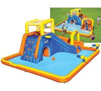 Bestway Piscina megaparco acquatico mis. 551x502x265 cm, scivolo d'acqua, cannone spara acqua, tunnel, parete per arrampicarsi, include soffiatore d'aria, picchetti di ancoraggio, borsa per il trasporto