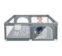 Parco Bebe pieghevole, parchi con rete traspirante e cerniera, parco per bambini per interni ed esterni, con borsa di stoccaggio, senza palla di mare (A, 120 x 160 x 66 cm grigio scuro)