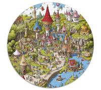 Parco divertimenti Puzzle 1000 pezzi Fairy Tale Castello Rotondo Puzzle Giocattoli Regalo Interessanti Arte Decorazione Moderna per Tutta La Famiglia 1000pcs (67,5x67,5cm)