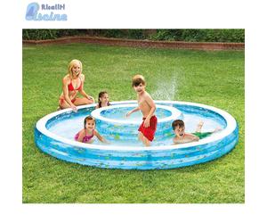 PARCO GIOCHI CON DOPPIA PISCINA + SPRUZZO ACQUA PER BAMBINI Ø279X36 57143 INTEX