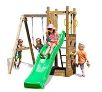 Parco Giochi in Legno per Bambini Funny 3 | Scivolo 2,2 m, Doppia Altalena e Arrampicata | Gioco da Giardino in Legno Trattato Autoclave | 290x200x210 cm