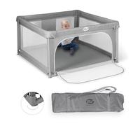 Parco giochi L - 120x120 - Grigio - Armadietto pieghevole - Parco giochi per bambini Sicuro, con gattini e finestra a rete