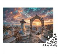 Parco GüellPuzzle Classico 1000 Pezzi Cartone Riciclato Barcellona Relax Mentale Per Famiglia Anziani, Attività Indoor, Regalo Natale Nonni 52x38cm/1000pcs