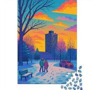 Parco Invernale Urbano Puzzle per Adulti Puzzle 1000 Pezzi Carta Gioco di Puzzle 1000 Pezzi Tramonto Rilassante Decorazione Casa Regalo 38x26cm/1000pcs
