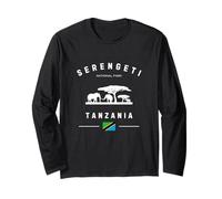 Parco Nazionale del Serengeti Tanzania Bandiera Safari Elefanti Maglia a Manica