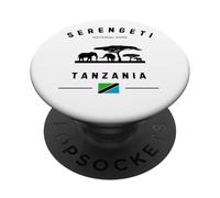 Parco Nazionale del Serengeti Tanzania Bandiera Safari Elefanti PopSockets PopGrip Adesivo