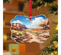 Parco nazionale della foresta pietrificata ornamenti da appendere dipinti paesaggi naturali ricordo unico dischi acrilici trasparenti paesaggio montano palla di Natale per la decorazione dell'albero